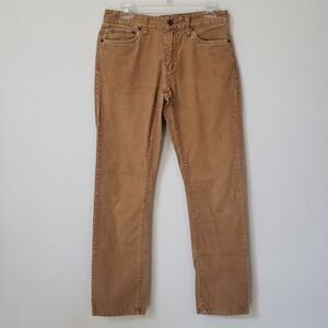 LL Bean Signature Pant Mens Straight Leg Washed Corduroy 5 Pocket Tan